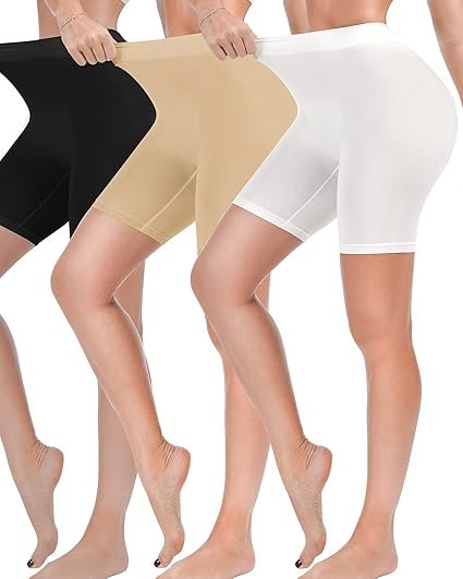 Women’s Shorts, Cycling Shorts, Pack of 3, Anti-Chafing Underpants for Under Dresses, Seamless High-Waist, Women’s Panties, Hot Pants, Underwear, Boxer Shorts for Yoga, Fitness, Daily Wear